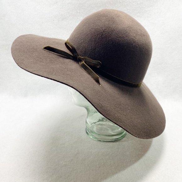Grace Hats Brown Wool Wide Brim Hat